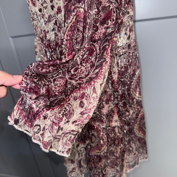 Johnny Was Jade Tunic Bilbao Paisley Sheer Metallic Silk Blend Boho XL Loose Fit - Picture 4 of 12